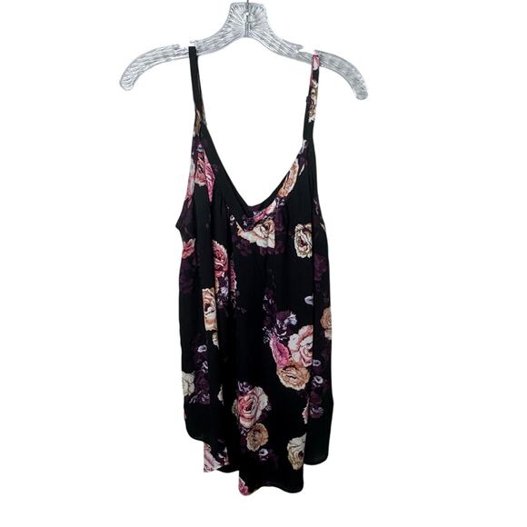Torrid Black Floral Print Cami Tank Top Plus 3X Sleeveless Adjustable Straps - Picture 1 of 8